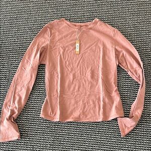 NWT SKIMS Cotton Jersey T shirt Long Sleeve Clay Size Large